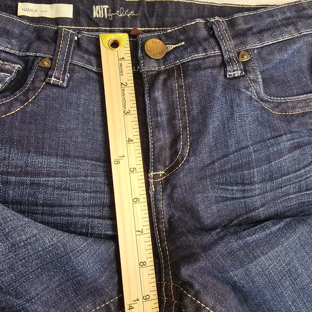 Kut From The Kloth Natalie Crop Jeans Women Size 6 Dark Wash Cuffed Denim - Picture 14 of 15